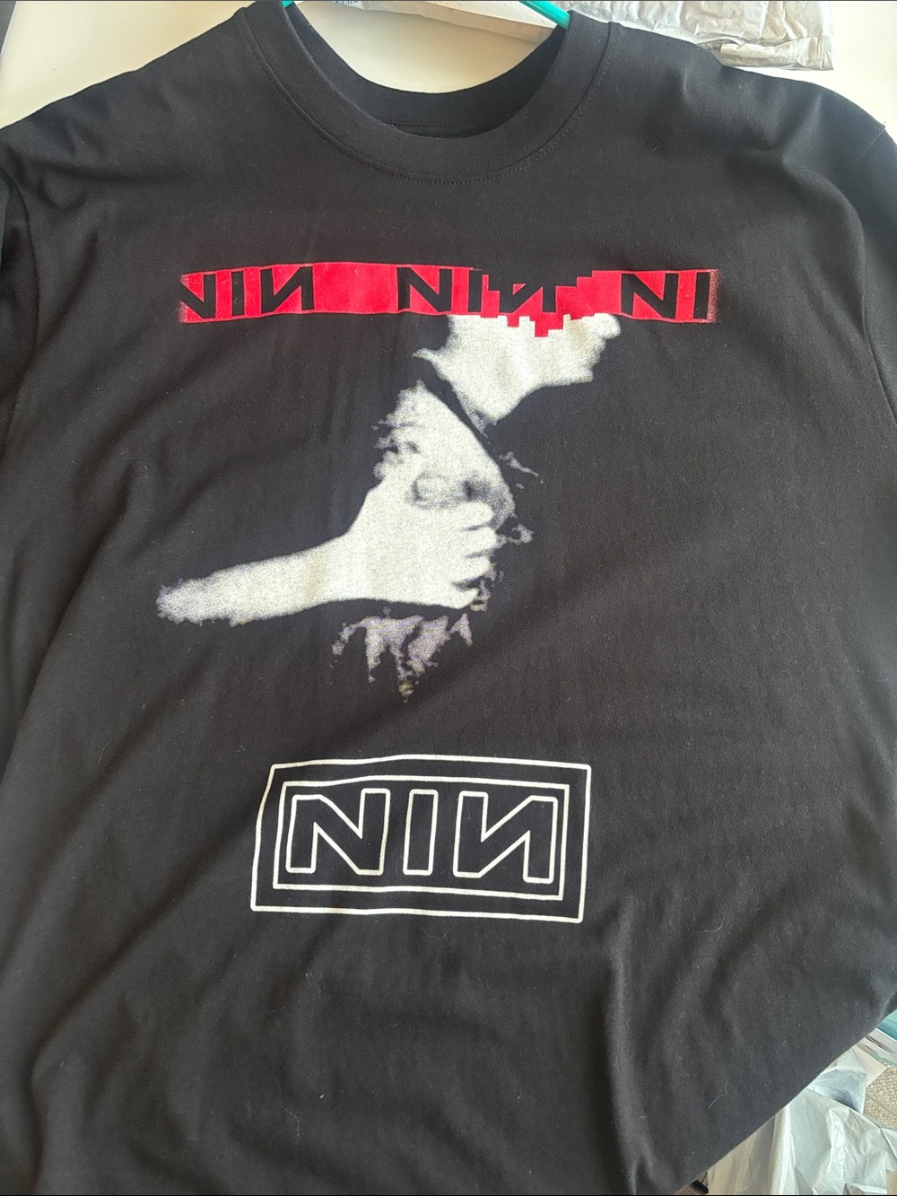 Black NIN Concert Band T‑Shirt - Black/Red